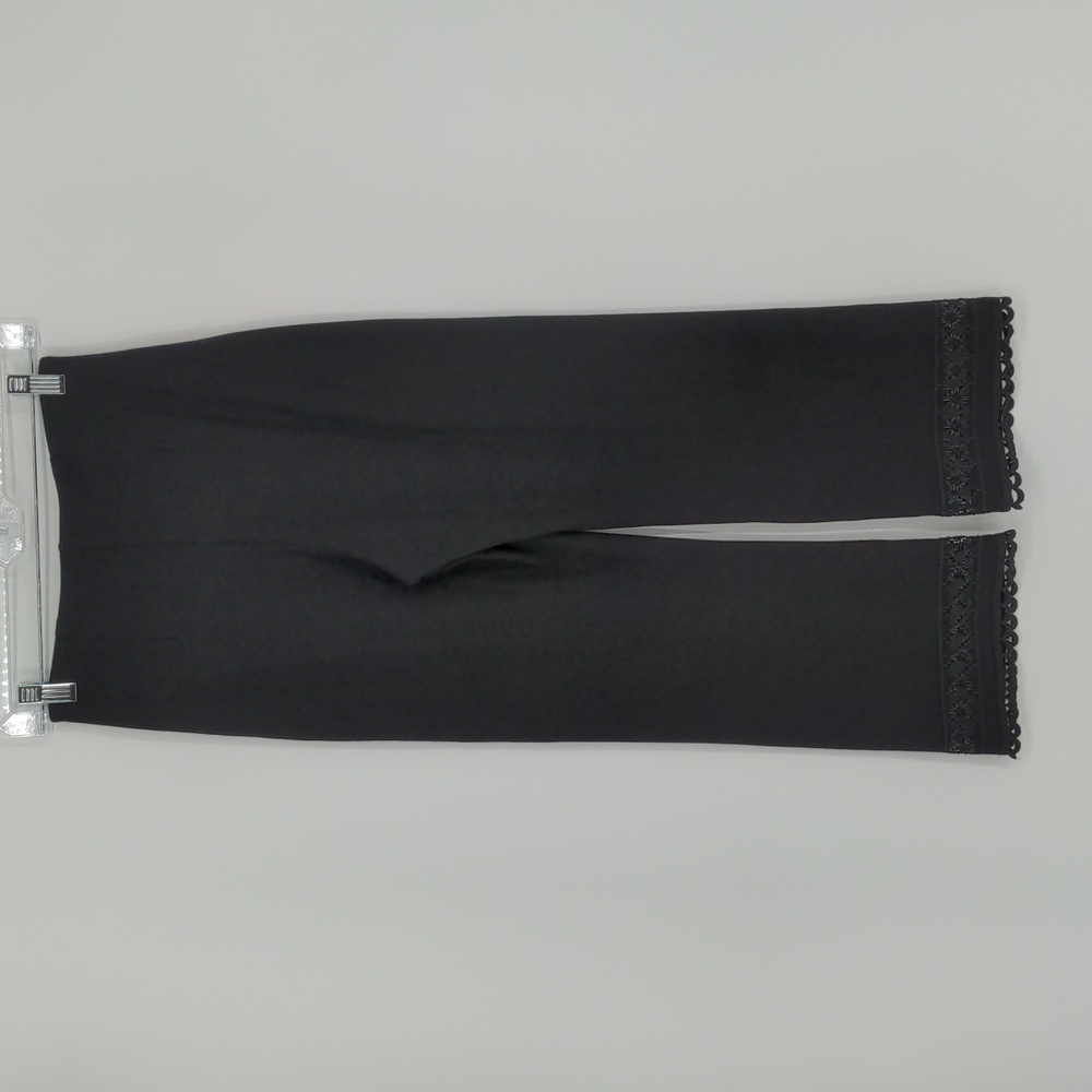 Lysse‎ Raya Womens Lace Trim High Rise Cropped Pants Size Extra Small Black - Picture 7 of 12